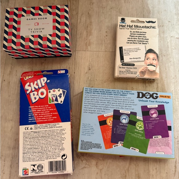 Lot of 8 family card games and trivia games Uno, Skip-Bo, Phase 10, Scrabble Sla - Picture 6 of 7